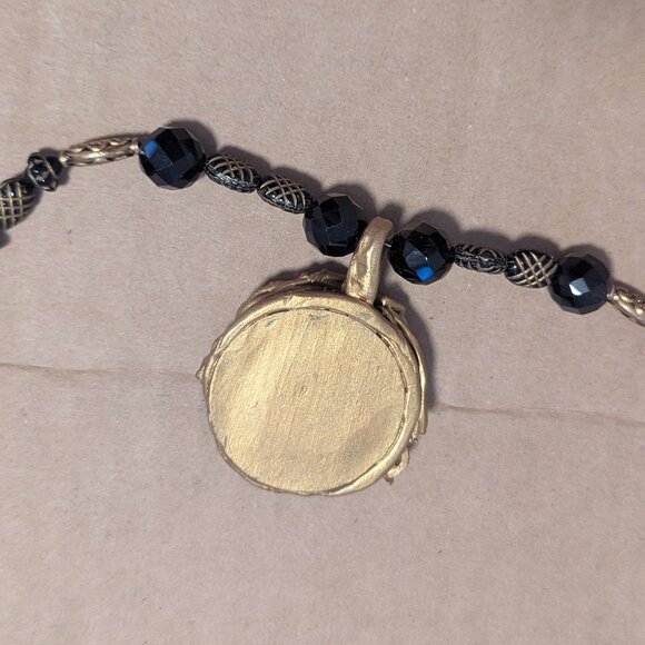 Celestial Moon Face Necklace Handmade Astrology Art Deco Whimsey Goth Choker VTG - Picture 6 of 8